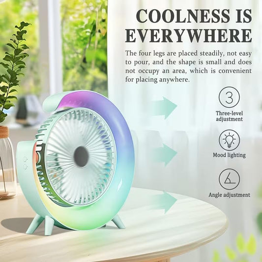 Vibe & Breeze — Portable Colorful RGB Desktop Fan