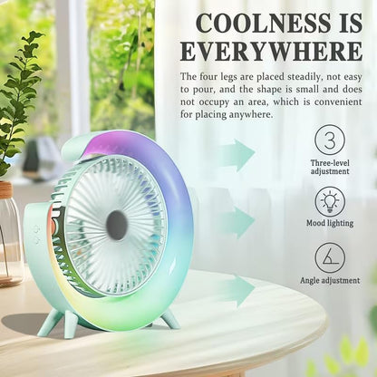 Vibe & Breeze — Portable Colorful RGB Desktop Fan