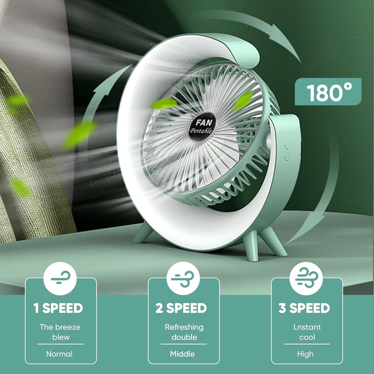 Vibe & Breeze — Portable Colorful RGB Desktop Fan