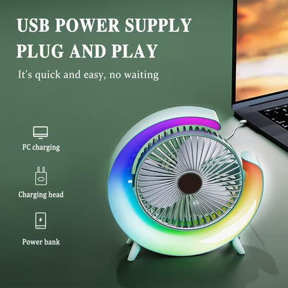 Vibe & Breeze — Portable Colorful RGB Desktop Fan