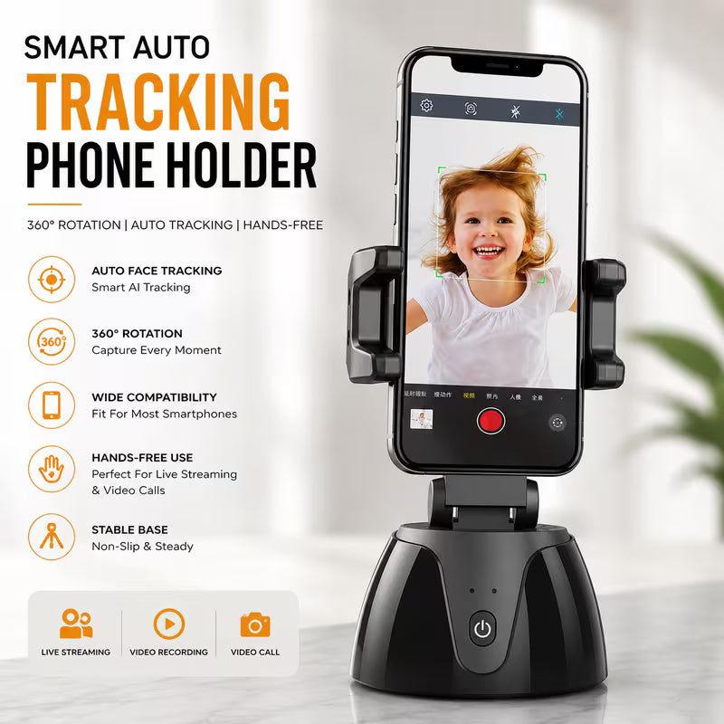 Track Every Move — 360° Auto Face Tracking Phone Holder